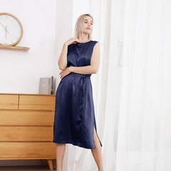 22 Momme Crew Neck Silk Midi Dress