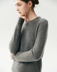 100% Cashmere Basic Crew Neck Pullover