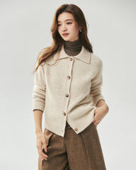 100% Cashmere Collared Speckled Cardigan