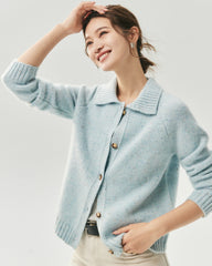 100% Cashmere Collared Speckled Cardigan