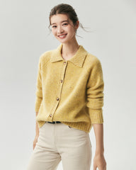 100% Cashmere Collared Speckled Cardigan