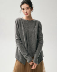 100% Cashmere Faux Two-Piece Layered Sweater
