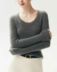 100% Cashmere Fitted Scoop Neck Sweater