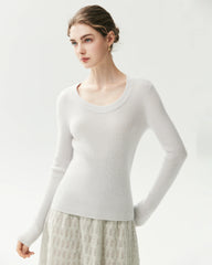 100% Cashmere Fitted Scoop Neck Sweater