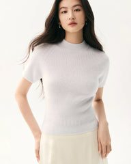 100% Cashmere Fitted Short Sleeve Sweater