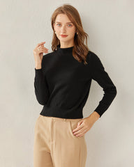 Women's Cashmere Mock Neck Sweater, Black