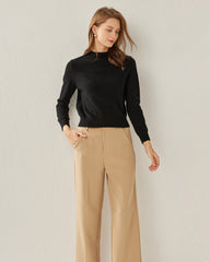 Women's Cashmere Mock Neck Sweater, Black