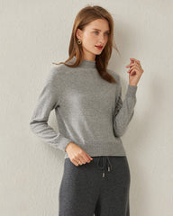 Women's Cashmere Mock Neck Sweater, Grey