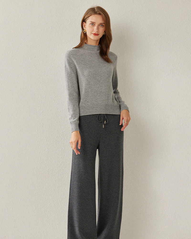 Women's Cashmere Mock Neck Sweater, Grey