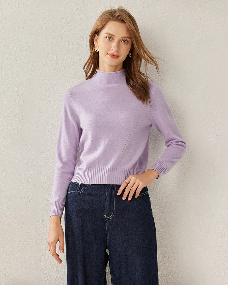 Women's Cashmere Mock Neck Sweater, Lilac