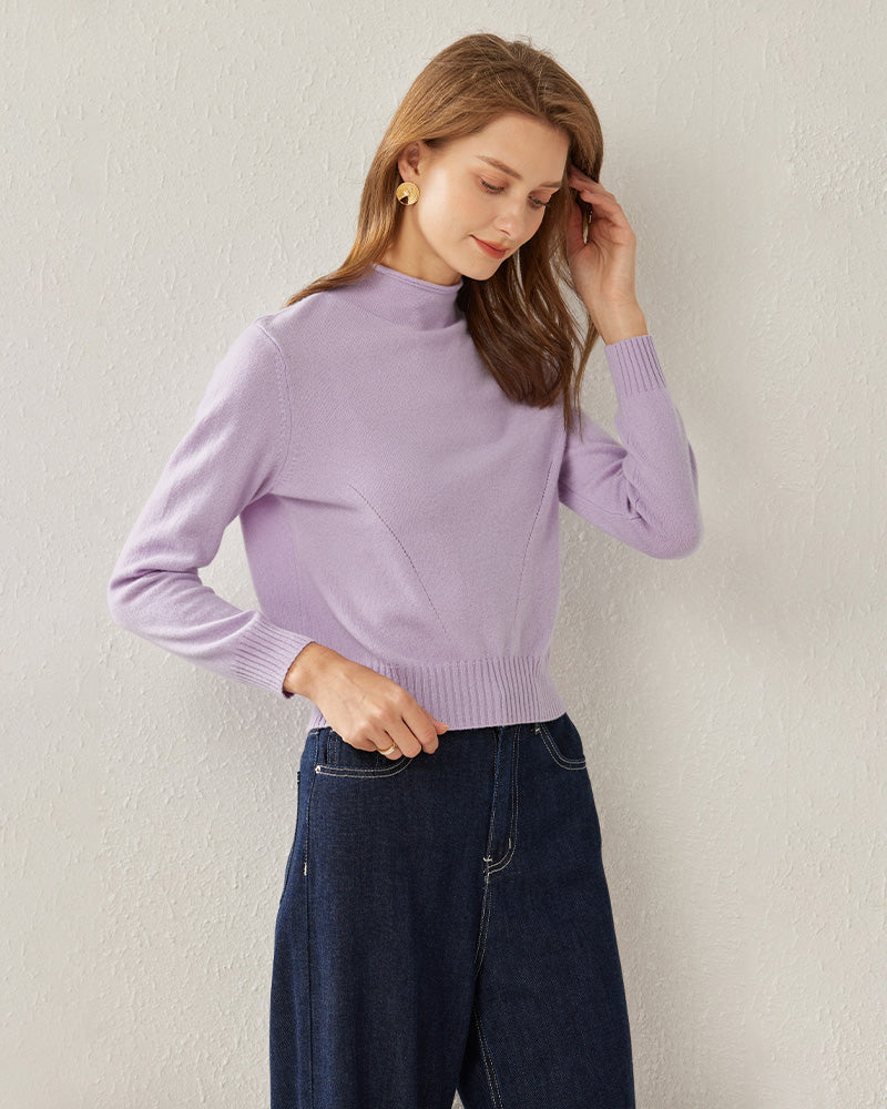 Women's Cashmere Mock Neck Sweater, Lilac