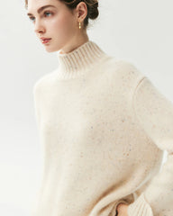 100% Cashmere Relaxed Mock Neck Sweater