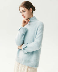 100% Cashmere Relaxed Mock Neck Sweater