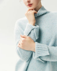 100% Cashmere Relaxed Mock Neck Sweater