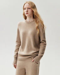 100% Cashmere Relaxed Ribbed Crewneck Sweater