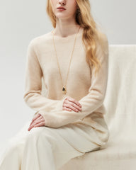 100% Cashmere Ribbed Crew Neck Pullover
