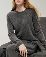 100% Cashmere Ribbed Crew Neck Pullover