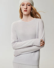 100% Cashmere Ribbed Crew Neck Pullover