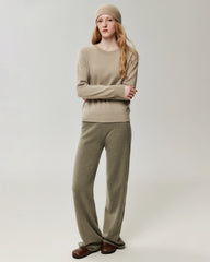 100% Cashmere Ribbed Crew Neck Pullover