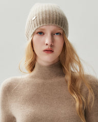 100% Cashmere Ribbed Knit Beanie