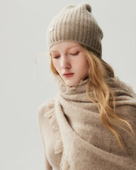 100% Cashmere Ribbed Knit Beanie