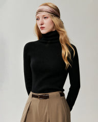 100% Cashmere Ribbed Turtleneck Sweater