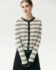 100% Cashmere Striped Cardigan