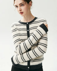 100% Cashmere Striped Cardigan