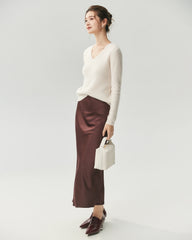 100% Cashmere V-Neck Ribbed Knit Sweater