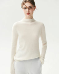 100% Pure Cashmere Funnel Neck Knit Top