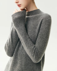 100% Pure Cashmere Funnel Neck Knit Top