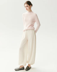100% Pure Cashmere Funnel Neck Knit Top