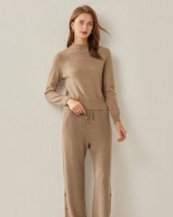 Women's Cashmere Mock Neck Sweater, Khaki