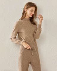 Women's Cashmere Mock Neck Sweater, Khaki