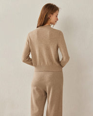 Women's Cashmere Mock Neck Sweater, Khaki