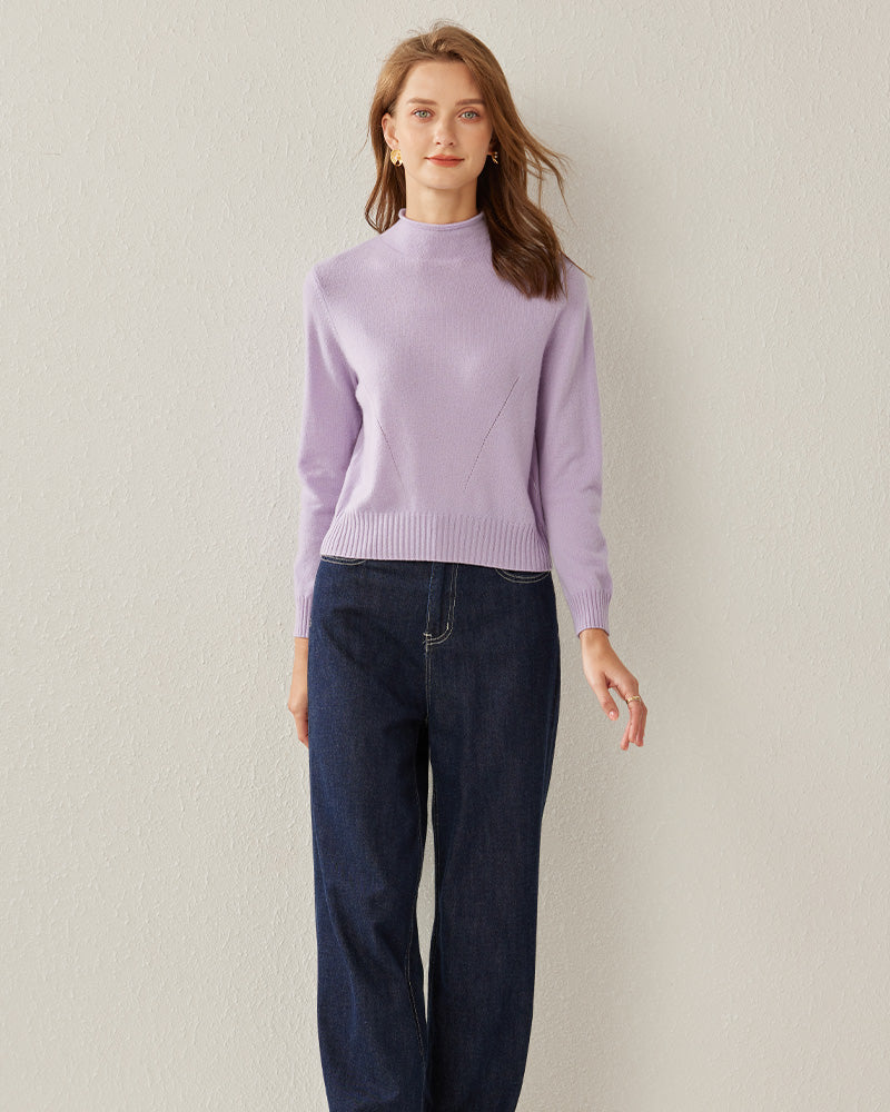 Women's Cashmere Mock Neck Sweater, Lilac