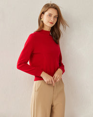 Women's Cashmere Mock Neck Sweater, Red