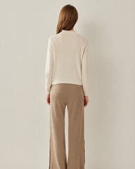 Women's Cashmere Mock Neck Sweater, White