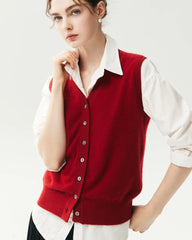 100% Cashmere V-Neck Sweater Vest