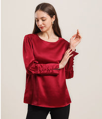 Round Collar 22 Momme Silk Blouse