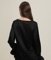 Long Sleeve Ruffle Cuffs Silk Blouse