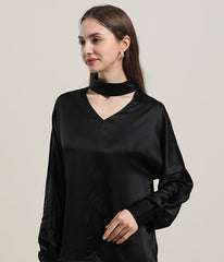 V-Neck Long Sleeve Silk Blouse