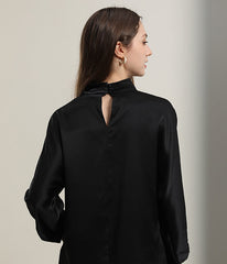 V-Neck Long Sleeve Silk Blouse