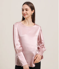 Round Collar 22 Momme Silk Blouse