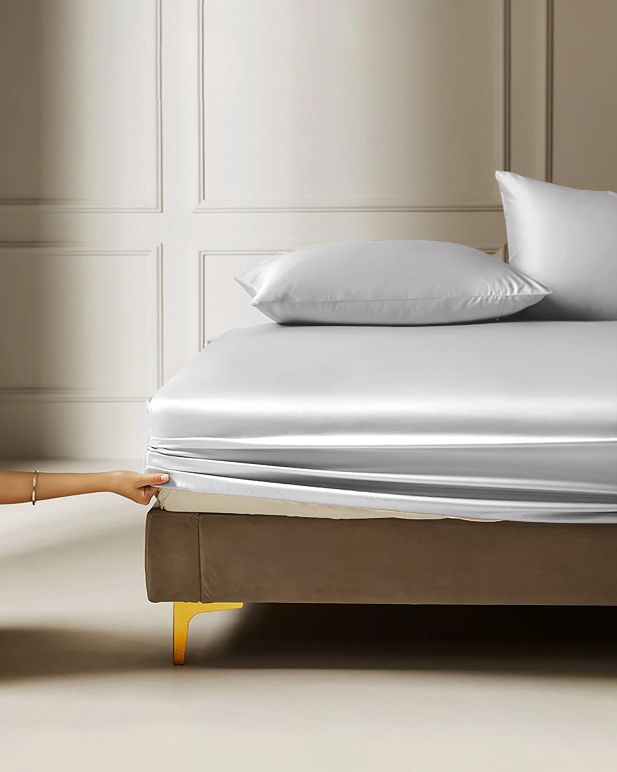 19 Momme 3PCS Silk Fitted Sheet Set, Grey