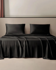 19 Momme 3PCS Silk Flat Sheet Set, Black