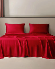 19 Momme 3PCS Silk Flat Sheet Set, Red