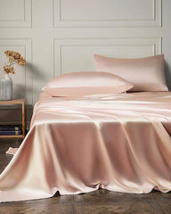 19 Momme 4PCS Silk Flat Sheet and Fitted Sheet Set, Pink