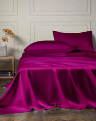 19 Momme 4PCS Silk Flat Sheet and Fitted Sheet Set, Purple