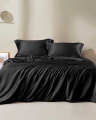 19 Momme Seamless Silk Duvet Cover, Black